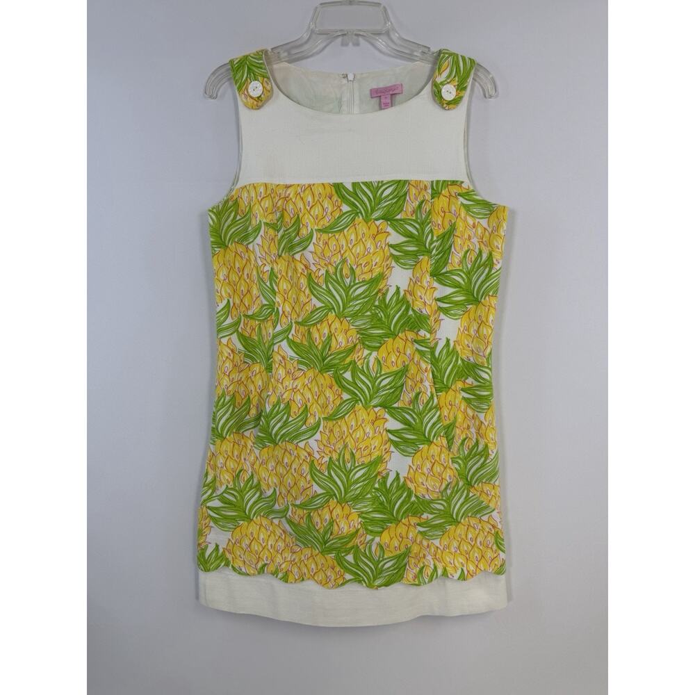 Lilly‎ Pulitzer Green Yellow White Cotton Shift Dress Sz Women’s 12 Pineapple